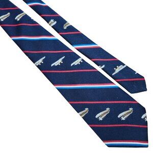 Vintage Prince Consort Smithsonian Air Space Museum Necktie Navy Blue Polyester